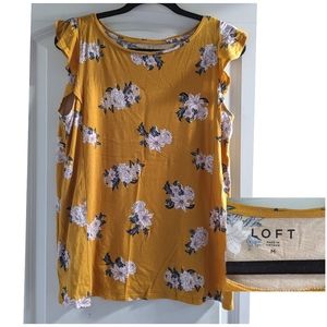 Mustard Yellow floral Loft top- Medium